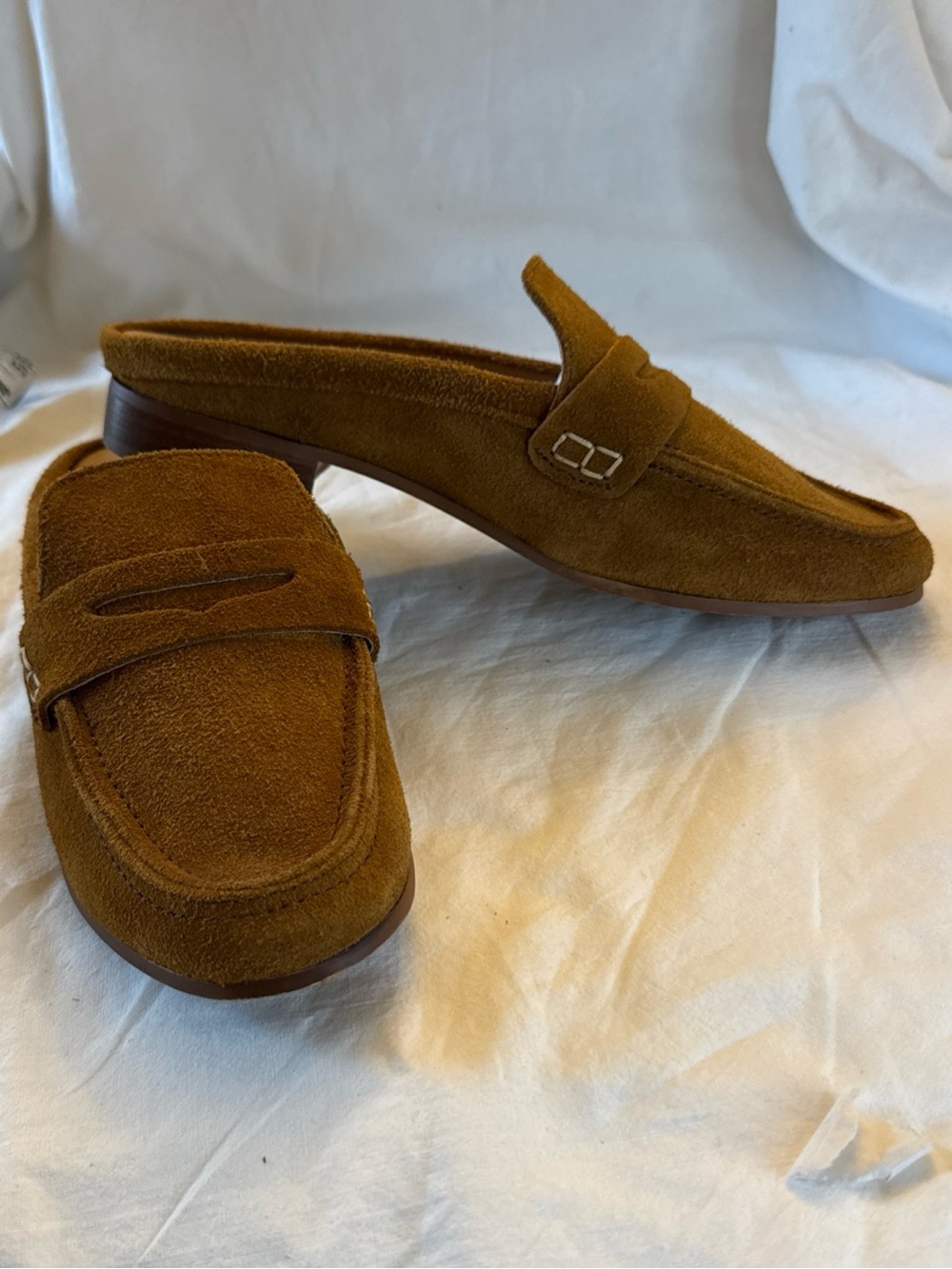 Charleston Shoe Co Size 10 Womens British Tan Penny Loafers Slides Suede Flats